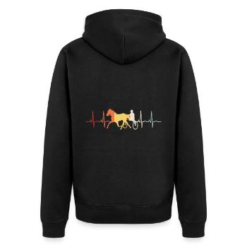 Trotter Trotting in Heartbeat ECG Pulse Style - Unisex Premium Organic Zip Hoodie - black - Back - Nico (187cm)
