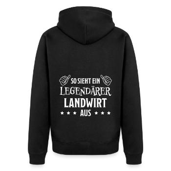 Landwirt Lustig Spruch Traktor Landwirt Geschenk - Unisex Premium Bio Zip Hoodie - Schwarz - Hinten - Nico (187cm)