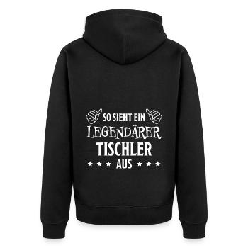 Tischler Lustiger Spruch Beruf Tischler Geschenk - Unisex Premium Bio Zip Hoodie - Schwarz - Hinten - Nico (187cm)