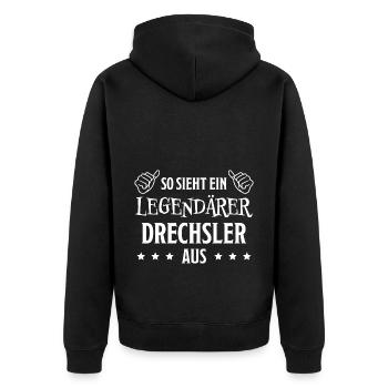 Drechsler Lustiger Spruch Job Drechsler Geschenk - Unisex Premium Bio Zip Hoodie - Schwarz - Hinten - Nico (187cm)