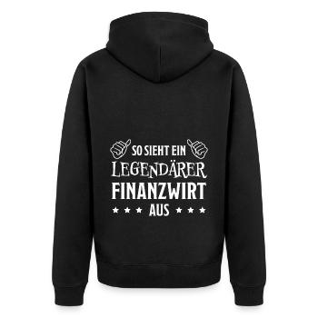 Finanzwirt Lustiger Spruch Job Finanzwirt Geschenk - Unisex Premium Bio Zip Hoodie - Schwarz - Hinten - Nico (187cm)