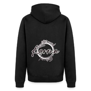 Karma - Unisex Premium Bio Zip Hoodie - Schwarz - Hinten - Nico (187cm)