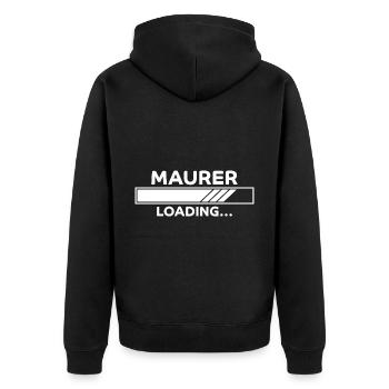 Maurer Spruch Baustelle Lustiges Maurer Geschenk - Unisex Premium Bio Zip Hoodie - Schwarz - Hinten - Nico (187cm)