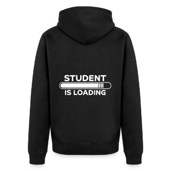 Student Spruch Uni Universität Student Geschenk - Unisex Premium Bio Zip Hoodie - Schwarz - Hinten - Nico (187cm)