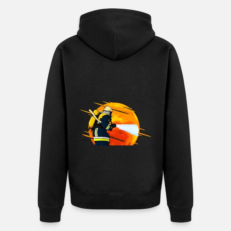 Feuerwehrmann Einsatz - Unisex Premium Bio Zip Hoodie - Schwarz