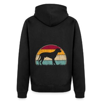 Schwarzwildbracke Slovenský Kopov Retro Vintage - Unisex Premium Bio Zip Hoodie - Schwarz - Hinten - Nico (187cm)