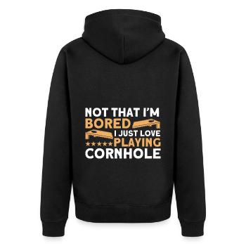 Cornhole Game Cornhole Joueur Cornhole Cadeau - Veste à capuche bio Premium Unisexe - noir - Dos - Nico (187cm)