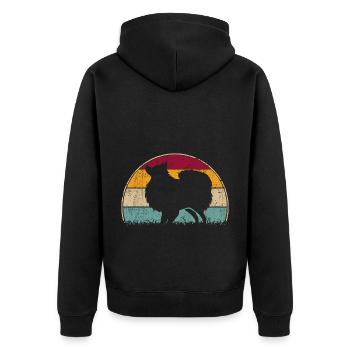 Japon Japonais Japonais Spitz Dog Vintage - Veste à capuche bio Premium Unisexe - noir - Dos - Nico (187cm)
