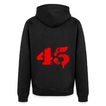 45 Zahl Symbol - Unisex Premium Bio Zip Hoodie - Schwarz - Hinten - Nico (187cm)