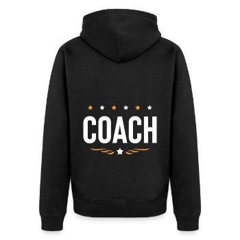 Coach Trainer - Unisex Premium Bio Zip Hoodie - Schwarz - Hinten - Nico (187cm)
