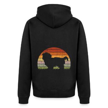 Shih Poo Shihpoo Hund Mix Vintage Retro - Unisex Premium Bio Zip Hoodie - Schwarz - Hinten - Nico (187cm)