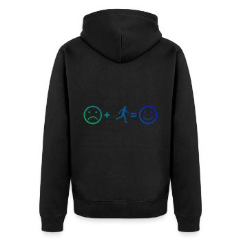 Damen Nordic Walker Walken Herren Nordic Walking - Unisex Premium Bio Zip Hoodie - Schwarz - Hinten - Nico (187cm)