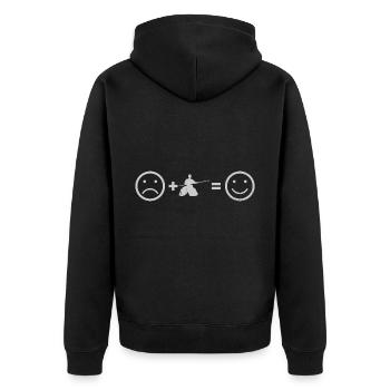 Herren Damen Aikidoka Kampfsport Martial Arts - Unisex Premium Bio Zip Hoodie - Schwarz - Hinten - Nico (187cm)