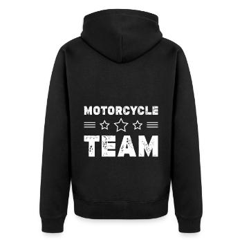 Motorcycle Team - Unisex Premium Bio Zip Hoodie - Schwarz - Hinten - Nico (187cm)