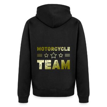 Motorcycle Team - Unisex Premium Bio Zip Hoodie - Schwarz - Hinten - Nico (187cm)