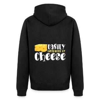 Cheese Foodie Cheese Dairy - Unisex Premium Organic Zip Hoodie - black - Back - Nico (187cm)