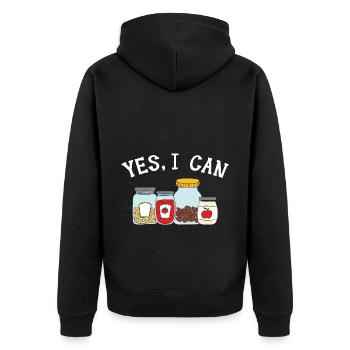 Ja, ich kann Lebensmittel einmachen Einmachen in D - Unisex Premium Bio Zip Hoodie - Schwarz - Hinten - Nico (187cm)