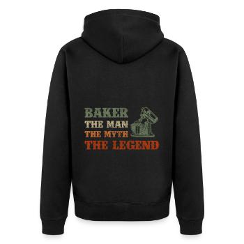 Backen Brötchen Arbeit - Unisex Premium Bio Zip Hoodie - Schwarz - Hinten - Nico (187cm)
