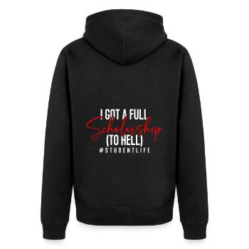 Studium Informatik Abschluss - Unisex Premium Bio Zip Hoodie - Schwarz - Hinten - Nico (187cm)