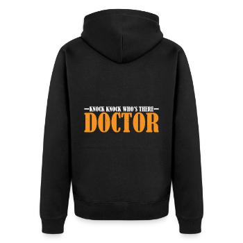 Knock Knock Who's There Doctor 15 - Unisex Premium Bio Zip Hoodie - Schwarz - Hinten - Nico (187cm)