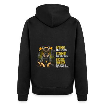 Kernenergie Spruch für Kernenergie - Unisex Premium Bio Zip Hoodie - Schwarz - Hinten - Nico (187cm)