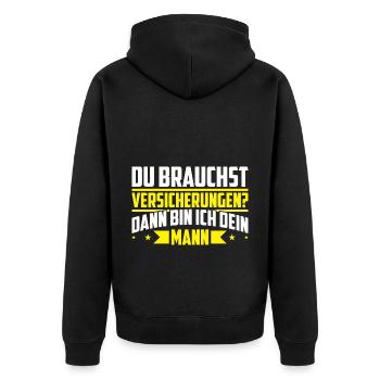 Versicherungsvertreter Für Versicherungsmakler Ver - Unisex Premium Bio Zip Hoodie - Schwarz - Hinten - Nico (187cm)