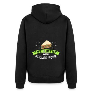 Food Love Sandwich Baguette Ketchup - Unisex Premium Organic Zip Hoodie - black - Back - Nico (187cm)