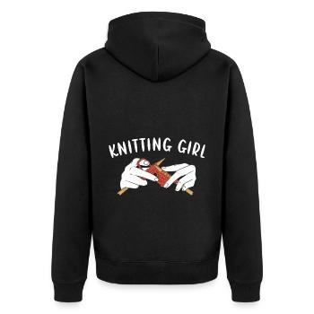 Knitting Girl Knitting - Unisex Premium Organic Zip Hoodie - black - Back - Nico (187cm)