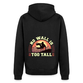 Parkour Freerunning Traceur - Unisex Premium Bio Zip Hoodie - Schwarz - Hinten - Nico (187cm)