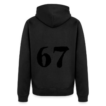 Maillot numéro 67 - Veste à capuche bio Premium Unisexe - noir - Dos - Nico (187cm)