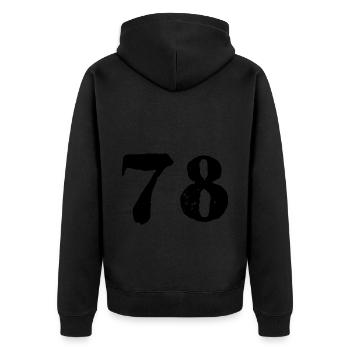 Maillot numéro 78 - Veste à capuche bio Premium Unisexe - noir - Dos - Nico (187cm)