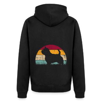 Norwich Terrier Dog Vintage Retro - Unisex Premium Organic Zip Hoodie - black - Back - Nico (187cm)
