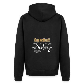 Basketball Sister - Unisex Premium Organic Zip Hoodie - black - Back - Nico (187cm)