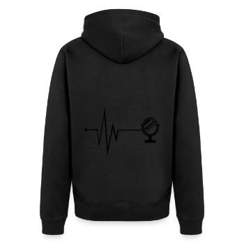 Spiegel Icon Puls - Unisex Premium Bio Zip Hoodie - Schwarz - Hinten - Nico (187cm)