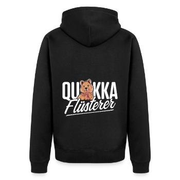 Quokka Flüsterer Beuteltier Känguru - Unisex Premium Bio Zip Hoodie - Schwarz - Hinten - Nico (187cm)