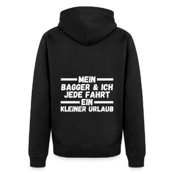 Baggerfahrer Maschinenführer Tiefbauer Bagger - Unisex Premium Bio Zip Hoodie - Schwarz - Hinten - Nico (187cm)