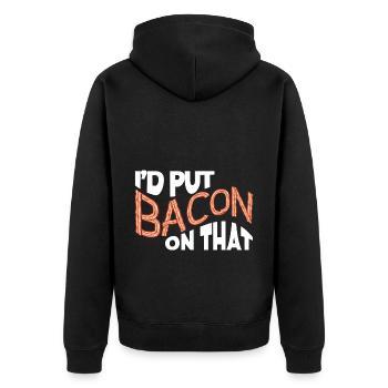 Je mettrais du bacon sur le drôle d’amateur de bacon - Veste à capuche bio Premium Unisexe - noir - Dos - Nico (187cm)