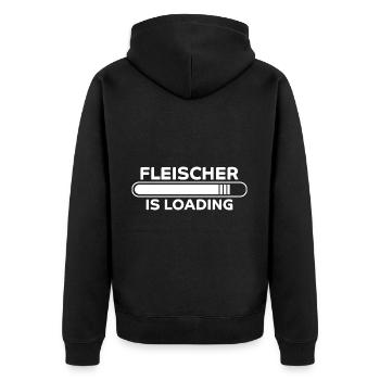 Fleischer Spruch Metzger Lustig Fleischer Geschenk - Unisex Premium Bio Zip Hoodie - Schwarz - Hinten - Nico (187cm)