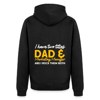 Titel Marketing Manager Digitales Marketing - Unisex Premium Bio Zip Hoodie - Schwarz - Hinten - Nico (187cm)