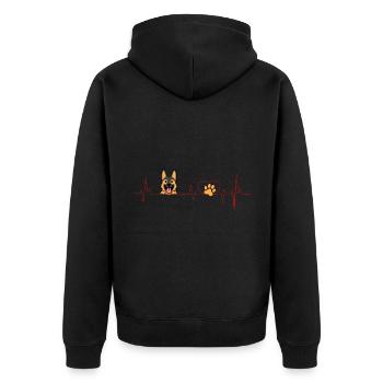 Deutscher Schäferhund Herzschlag Lustige - Unisex Premium Bio Zip Hoodie - Schwarz - Hinten - Nico (187cm)