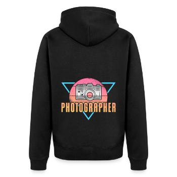 Photography Camera Lens Retro - Unisex Premium Bio Zip Hoodie - Schwarz - Hinten - Nico (187cm)