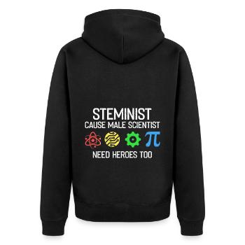 Professorin Steminist Designs für Equality Stem - Unisex Premium Bio Zip Hoodie - Schwarz - Hinten - Nico (187cm)
