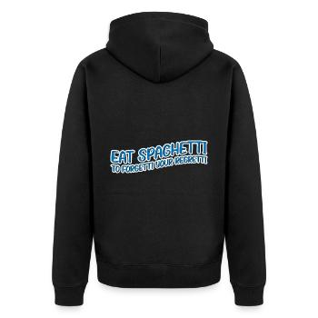 Eat Spaghetti To Forgetti Your Regretti 11 - Unisex Premium Bio Zip Hoodie - Schwarz - Hinten - Nico (187cm)