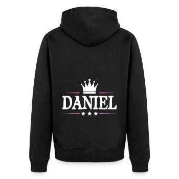 Daniel - Unisex Premium Bio Zip Hoodie - Schwarz - Hinten - Nico (187cm)