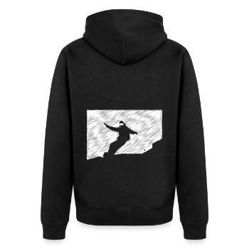 Skifahren - (38) - Unisex Premium Bio Zip Hoodie - Schwarz - Hinten - Nico (187cm)