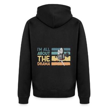 Theater Stage Mask Broadway - Unisex Premium Organic Zip Hoodie - black - Back - Nico (187cm)