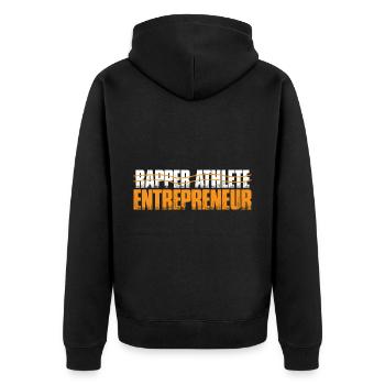 Rappeur Athlète Entrepreneur 35 - Veste à capuche bio Premium Unisexe - noir - Dos - Nico (187cm)
