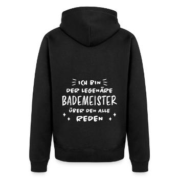 Bademeister Beruf Lustiger Spruch Freibad Geschenk - Unisex Premium Bio Zip Hoodie - Schwarz - Hinten - Nico (187cm)