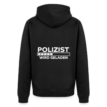 Polizist Spruch Polizei Lustiges Polizist Geschenk - Unisex Premium Bio Zip Hoodie - Schwarz - Hinten - Nico (187cm)