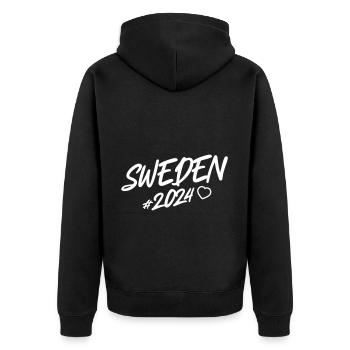 Schweden 2024 Herz - Unisex Premium Bio Zip Hoodie - Schwarz - Hinten - Nico (187cm)